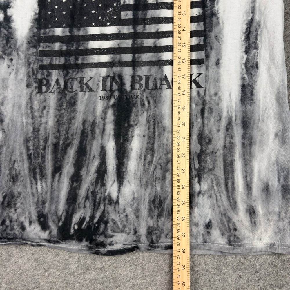 Y2K AC/DC Graphic Tee Mens Large Back In Black 1980 US Tour Tie Dye Grunge Skate - Picture 8 of 15
